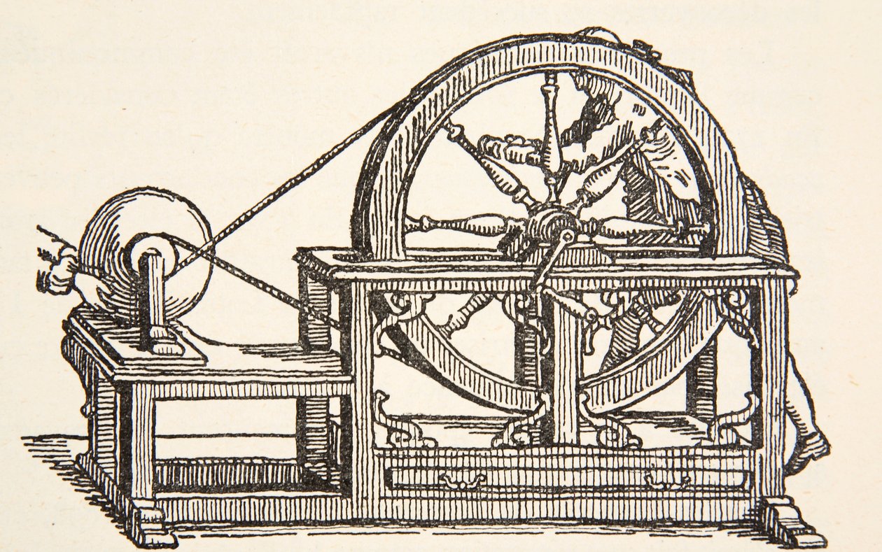 Abbe Nollets电机，1746年，由Boris Mestchersky复制（d.1957）国家法兰西，科学，第一和第二卷的历史插图，Gabriel Hanotaux（1853-1944），1924年 作者 法语学校