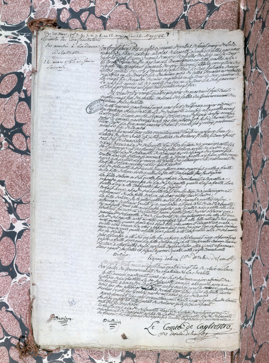1786年5月24日关于皇后项链的审判期间，Comtesse de la Motte和Cagliostro之间的对峙 作者 法语学校
