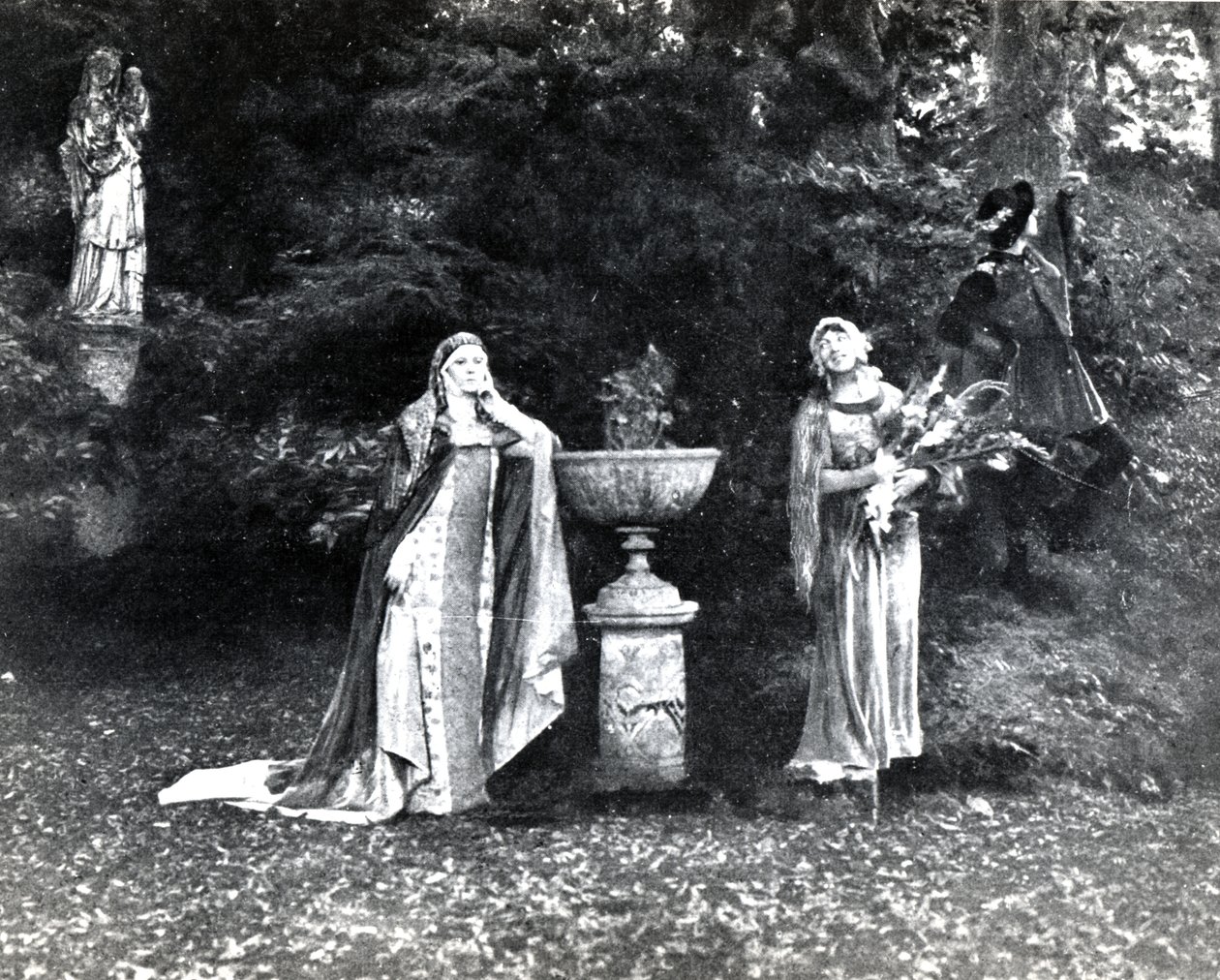 第一幕，德布西的Pelleas et Melisande场景3，1902年4月在巴黎歌剧院合唱的第一部作品的照片，剧院杂志的插图，1902年6月（李 作者 法语学校