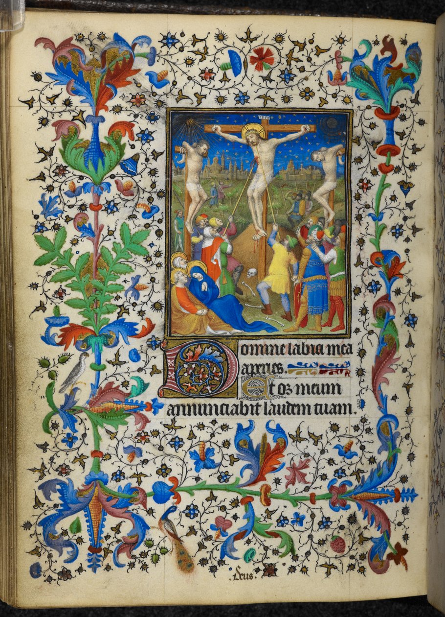 添加 16997 f.153v 耶稣受难，选自《谢瓦利埃小时集》，约 1420 年（牛皮纸） 作者 法语学校