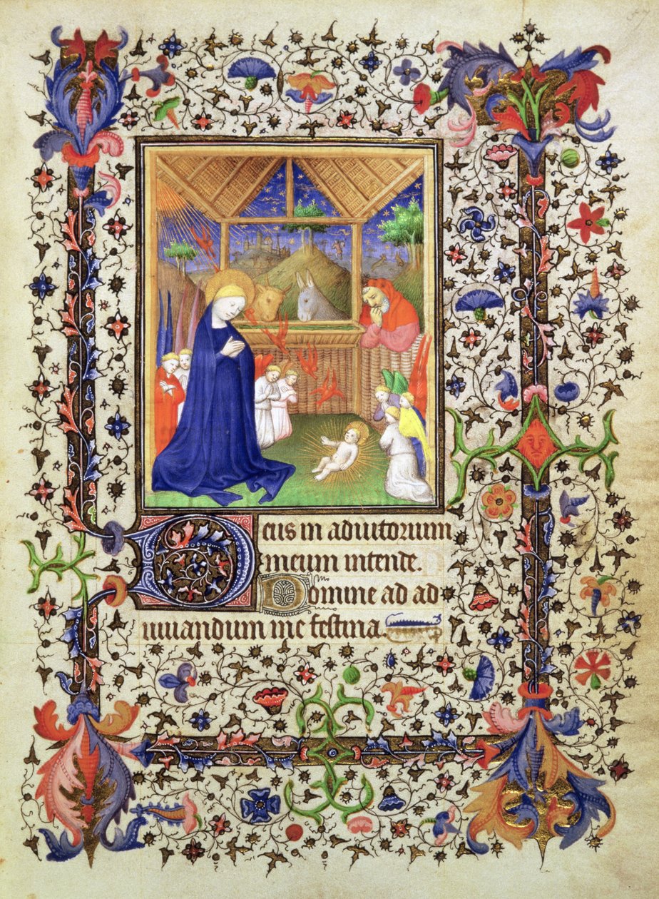 添加 16997 f.57 《耶稣诞生》，选自 Chevalier Hourse，约 1420 年（牛皮纸） 作者 法语学校