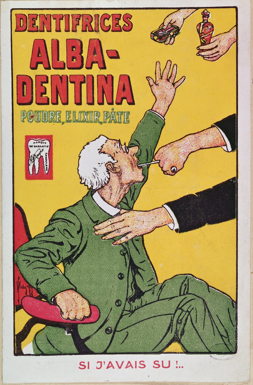 Alba-Dentina牙膏的广告，c.1900 作者 法语学校