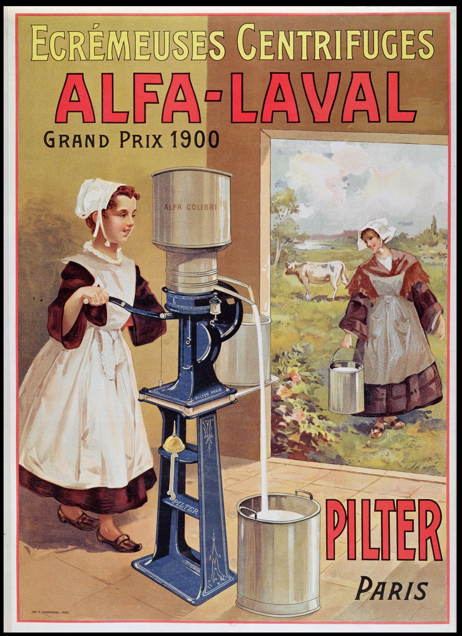 1905年Alfa-Laval奶油分离器的广告 作者 法语学校