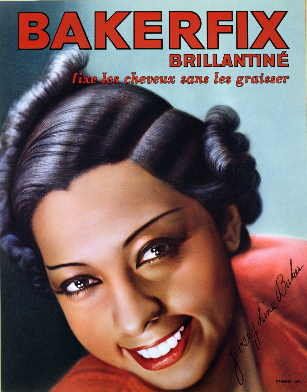 以约瑟芬贝克为特色的Bakerfix hair brilliantine广告（1906-75） 作者 法语学校
