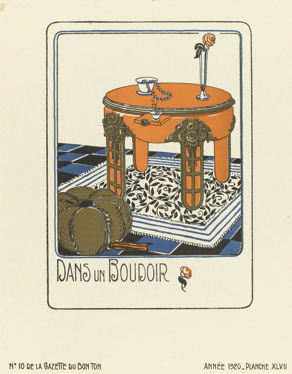 Dans un Boudoir》广告，1920 年出版（模板印刷品） 作者 法语学校