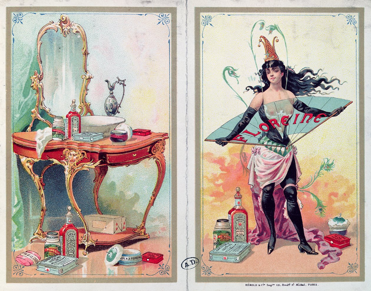Floreine化妆品的广告，c.1900 作者 法语学校