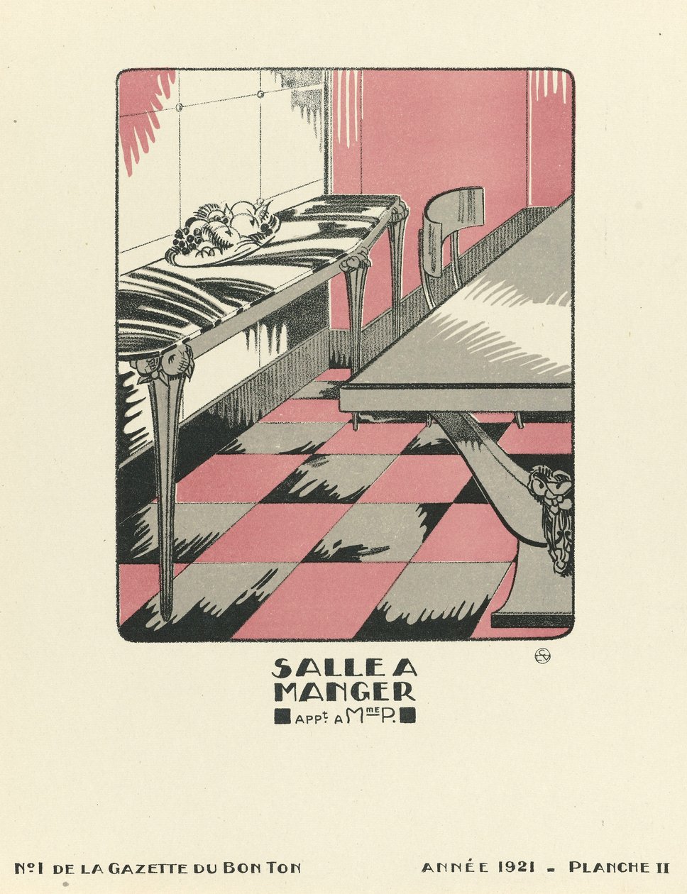 Salle a Manger "广告，1921 年出版（pochoir 印刷品） 作者 法语学校