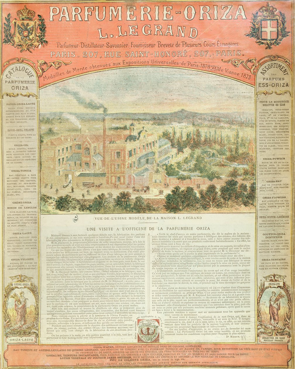 Parfumerie Oriza L. Legrand的广告，c.1884 作者 法语学校