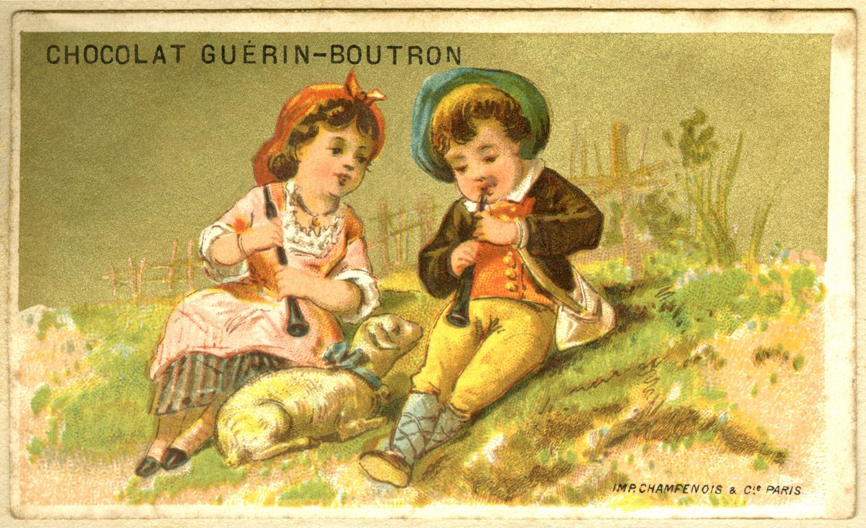 Guérin Boutron巧克力的广告色版画（色版画）。 作者 法语学校