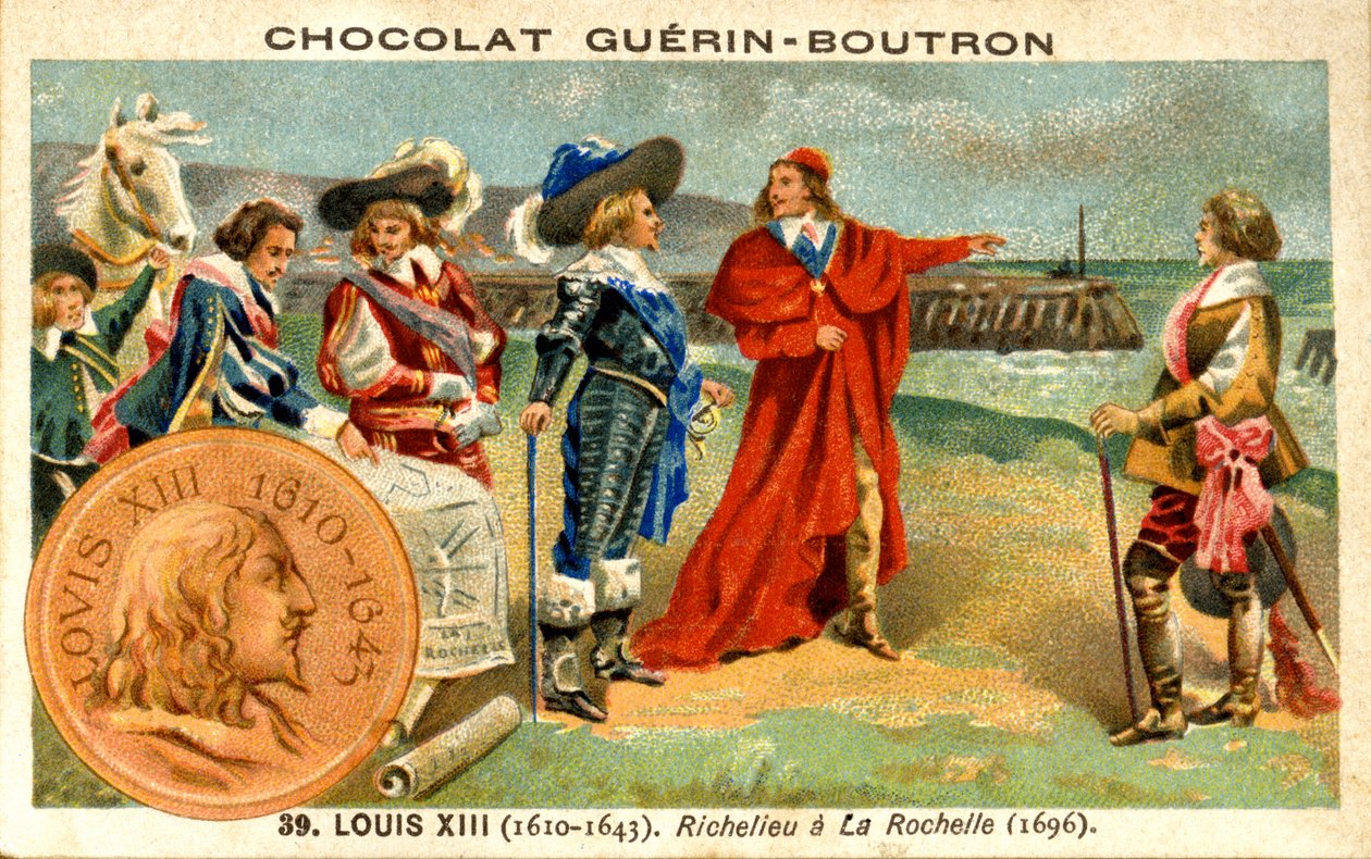 巧克力的广告色谱分析技术Guerin Boutron，1610年至1643年法国路易十三国王。Richelieu在La Rochelle 1696年 作者 法语学校