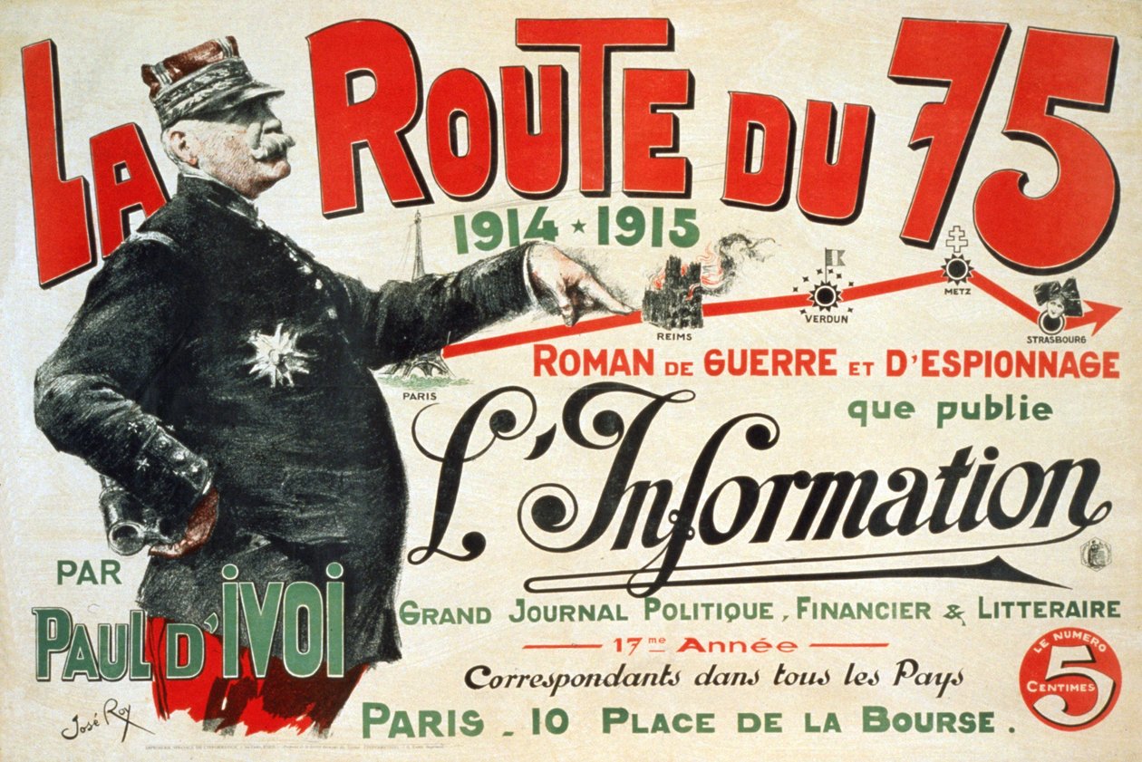 小说《La Route du 75:1914 - 1915》的广告海报。Paul d