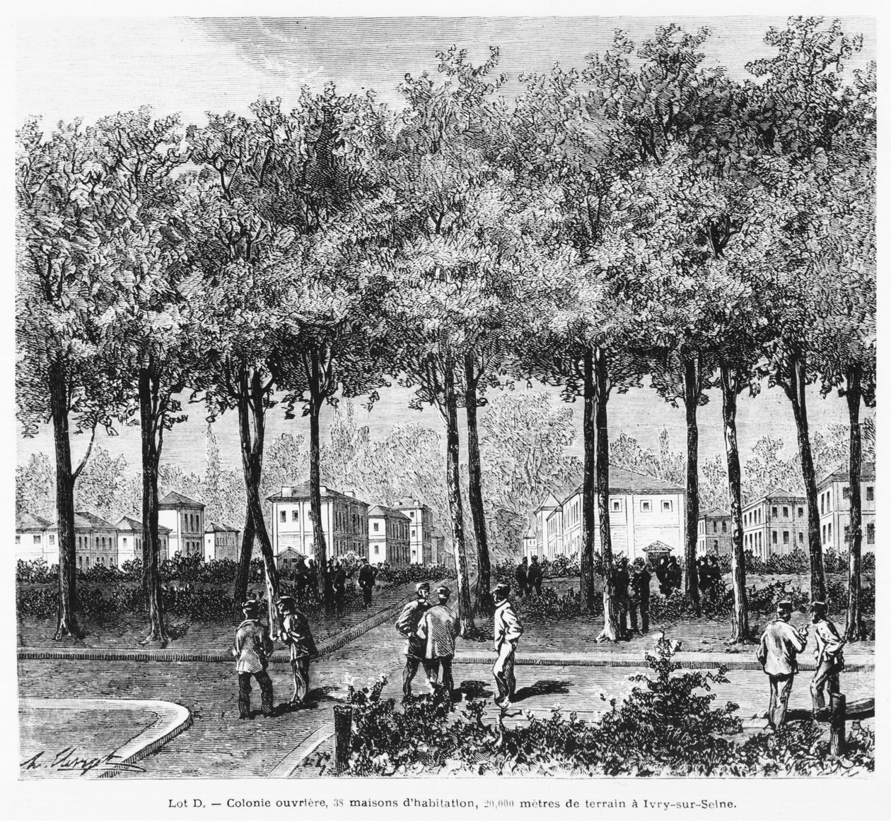 描述工作者殖民地，从被阐明的世界的例证的商人，1876年 作者 法语学校