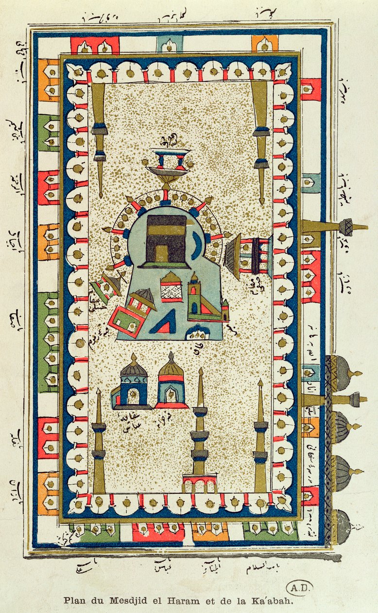 Masjid-el-Haram和麦加Kaabah的空中计划 作者 法语学校