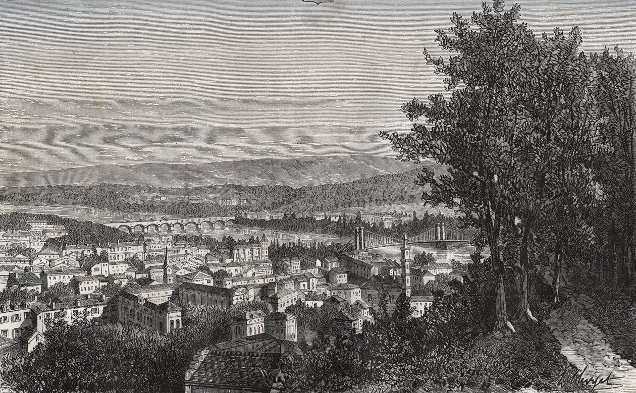阿根 - 洛特-加龙省 - 雕刻在 "La France illustree: geographie, histoire, administration statistique" by V.A. Malt-Brown. 1884. 作者 法语学校