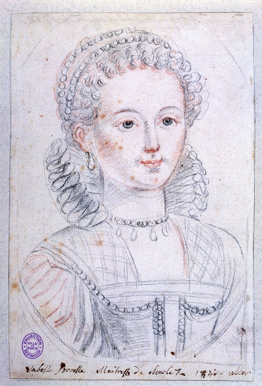 Agnes Sorel（约1422-50）（铅笔和蜡笔在纸上） 作者 法语学校