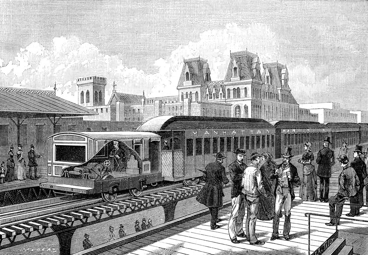1885 年纽约的空中地铁（电动 作者 法语学校