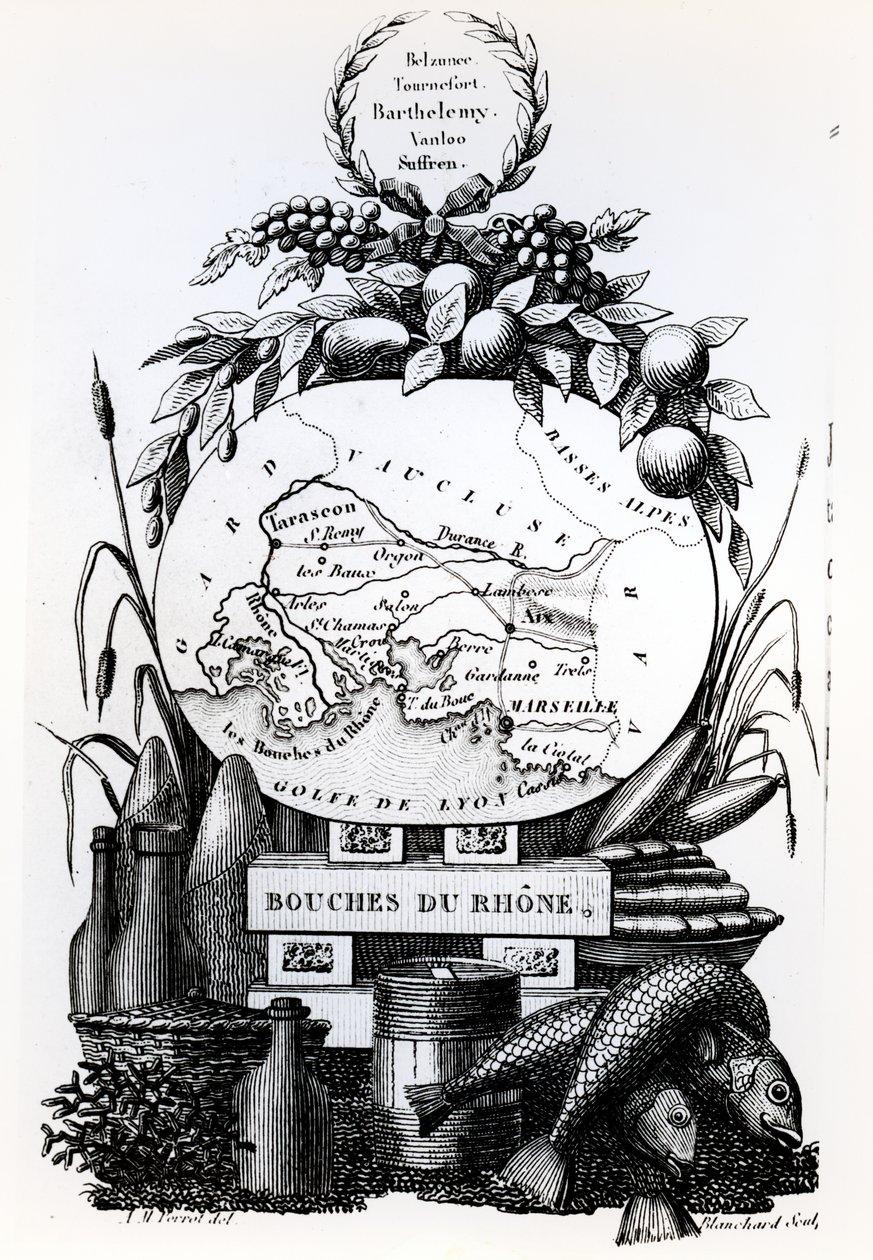 Bouches-du-Rhone部门的寓言地图，c.1830 作者 法语学校