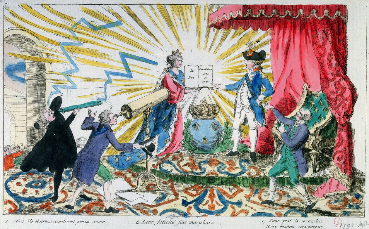 路易十六国王（1754-93），1791年接受宪法的寓言 作者 法语学校