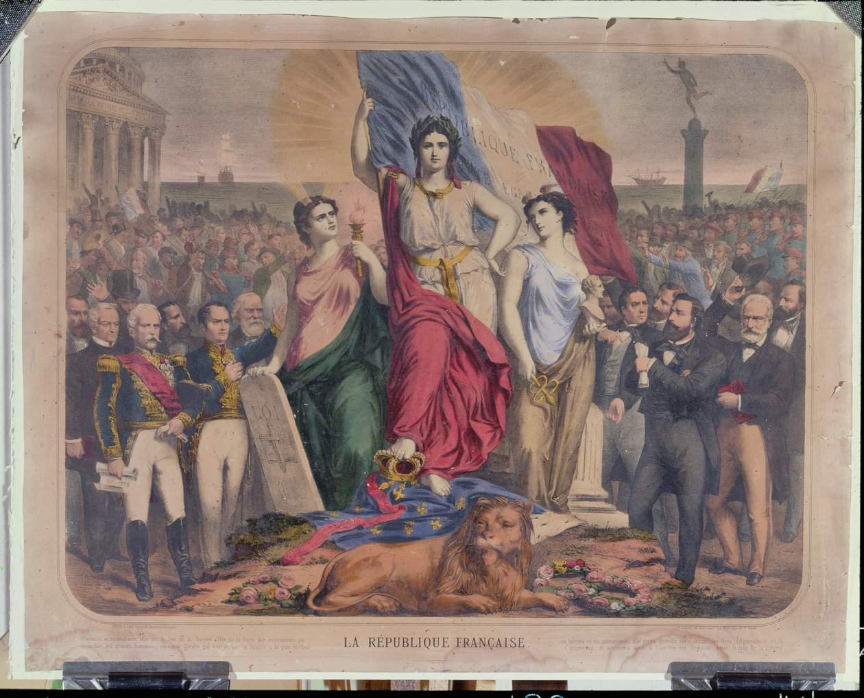 法兰西共和国的寓言描绘阿道夫·梯也尔（1797-1877），莱昂甘贝塔（1838-1882）和维克多·雨果（1802-1885） 作者 法语学校