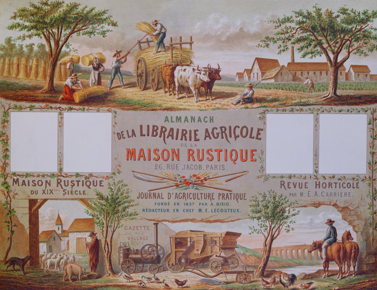 农业书店的年鉴The Rustic House，c.1860（彩色雕刻） 作者 法语学校