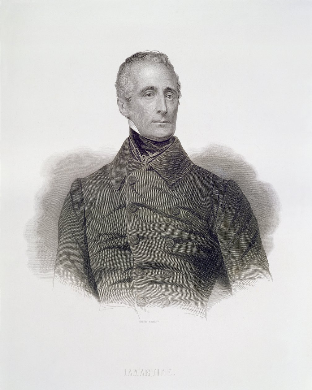 Alphonse de Lamartine，由Pierre Pelee（1801-71）雕刻 作者 法语学校