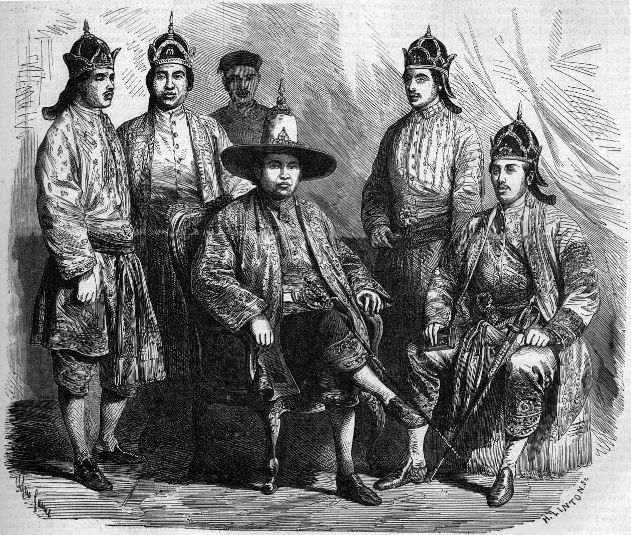 Ambassadors of Siam (Thailand) during their visit to Paris in 1858. Engraving in “” Le Monde Illustré”” n°49 of 20 March 1858. 作者 法语学校