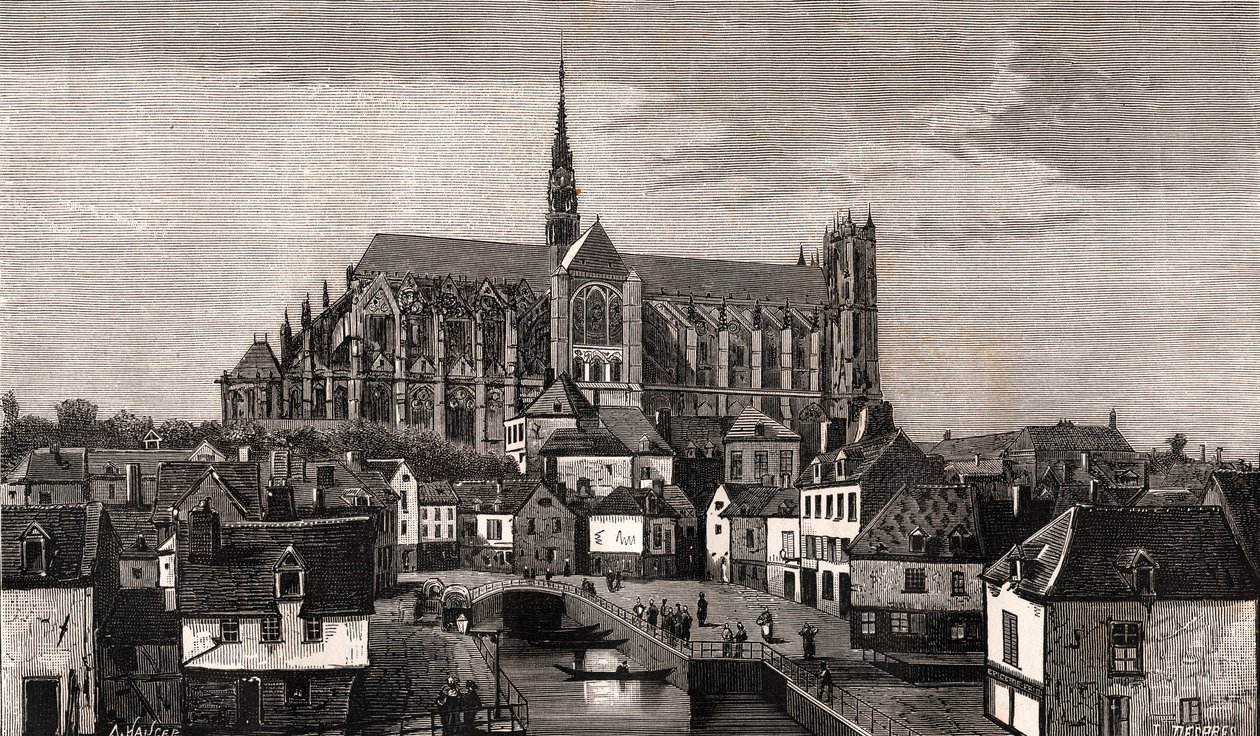Amiens - Nord-Pas-de-Calais-Picardie - engraving in “La France illustree: geographie, histoire, administration statistique” by V.A. Malt-Brown. 1884 作者 法语学校