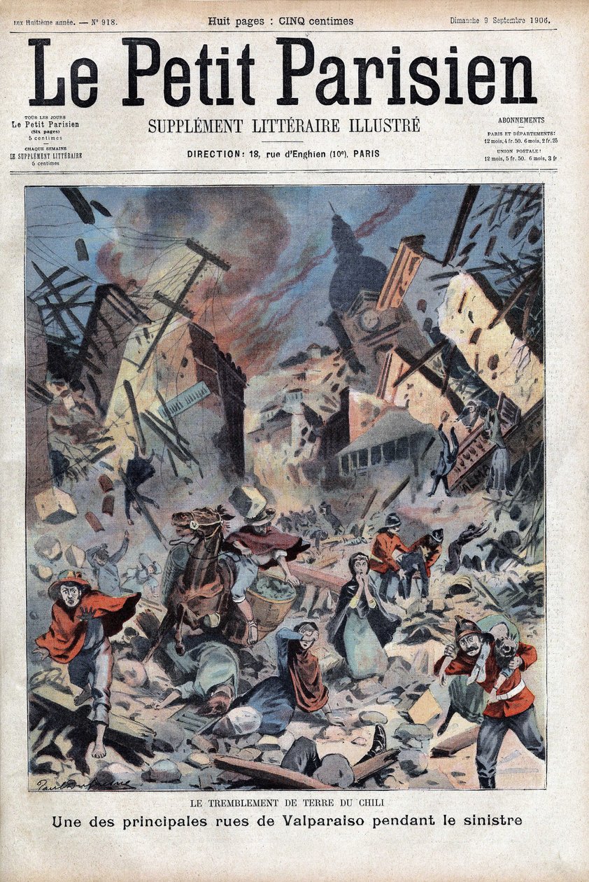 8 月 16 日，智利瓦尔帕莱索发生里氏 8.2 级地震，造成 3,000 人死亡，20,000 人受伤 作者 法语学校