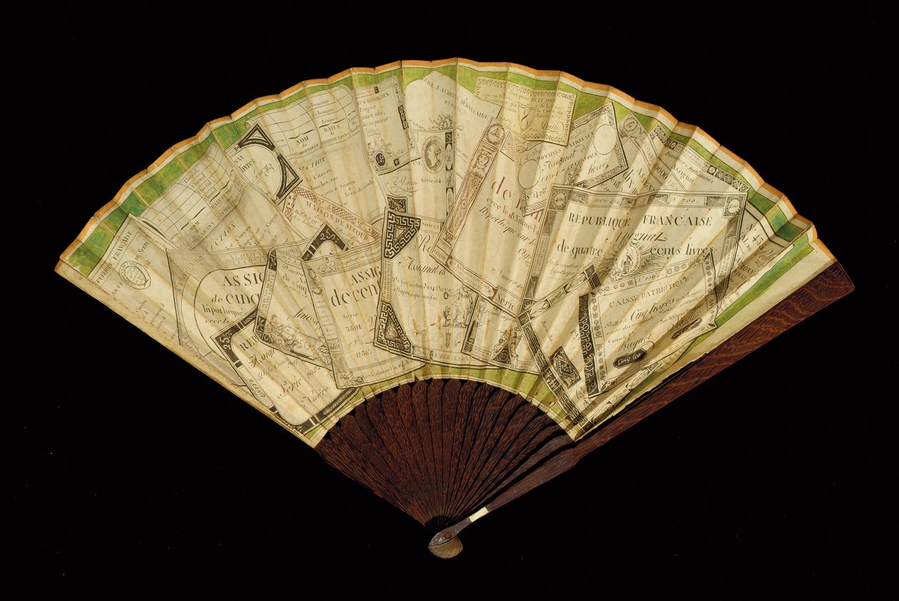 约1796年的Assignat风扇（纸和木） 作者 法语学校