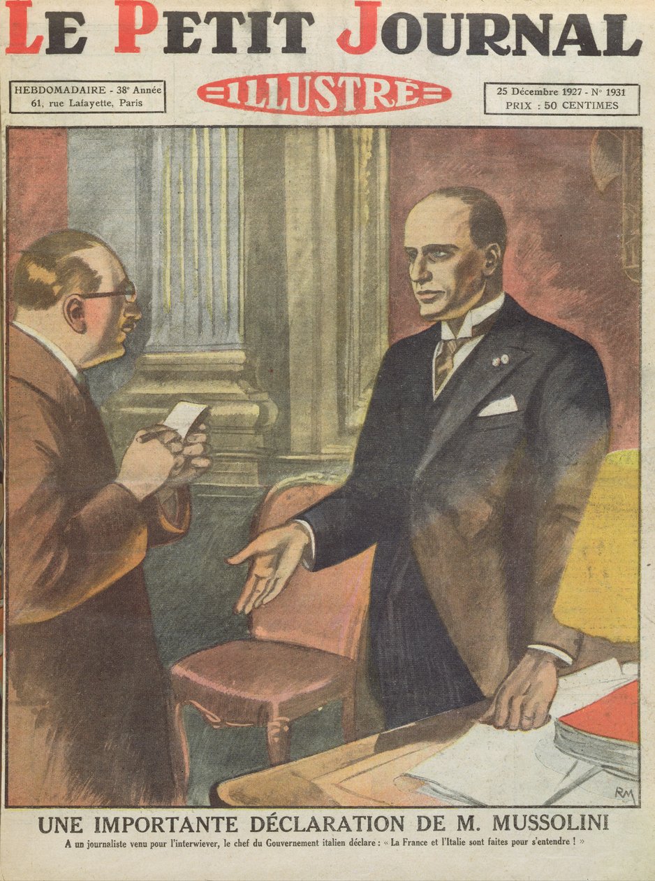 1927年12月25日，Le Petit Journal的Benito Mussolini（1883-1945）发表的重要宣言 作者 法语学校