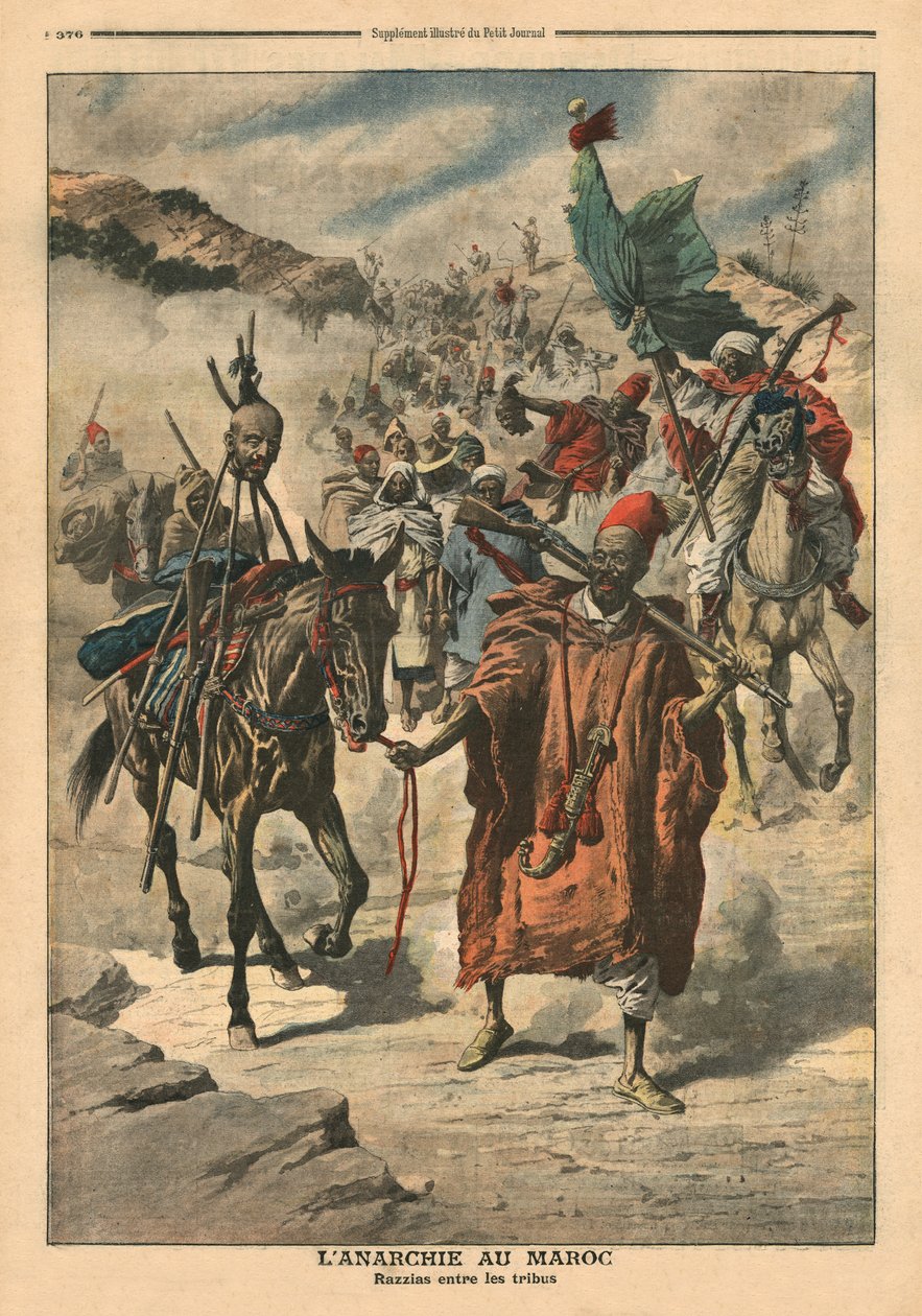 摩洛哥的无政府状态，部落之间的掠夺，“Le Petit Journal”的插图，补充说明，1907年11月24日 作者 法语学校