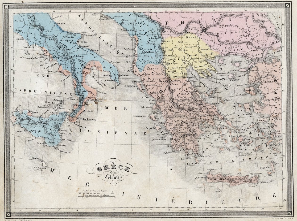 Ancient Greece and its colonies - Plate from “Universal Atlas of Ancient and Modern Geography for Residential Schools” by Vuillemin - ca. 1845 作者 法语学校
