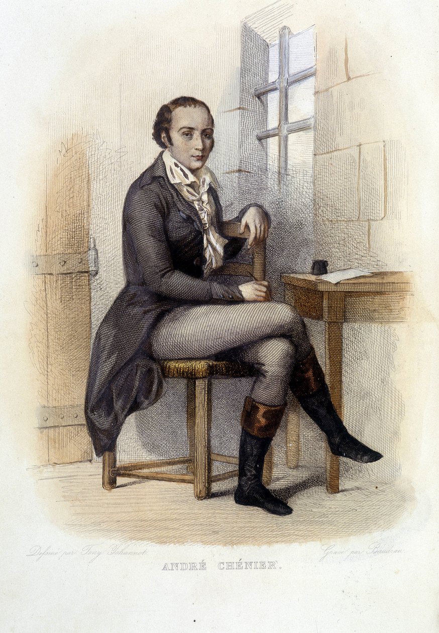 安德烈·切尼尔 (1762-1794)，法国诗人，一位礼宾员 - 在“Le Plutarque francais”中，Ed. Mennechet 作者 法语学校