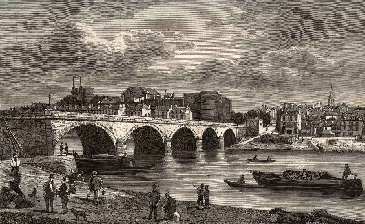Angers - Maine-et-Loire in the region Pays de la Loire - engraving in “France illustree: geography, history, statistical administration” by V.-A. Malt-Brown. 1884 作者 法语学校