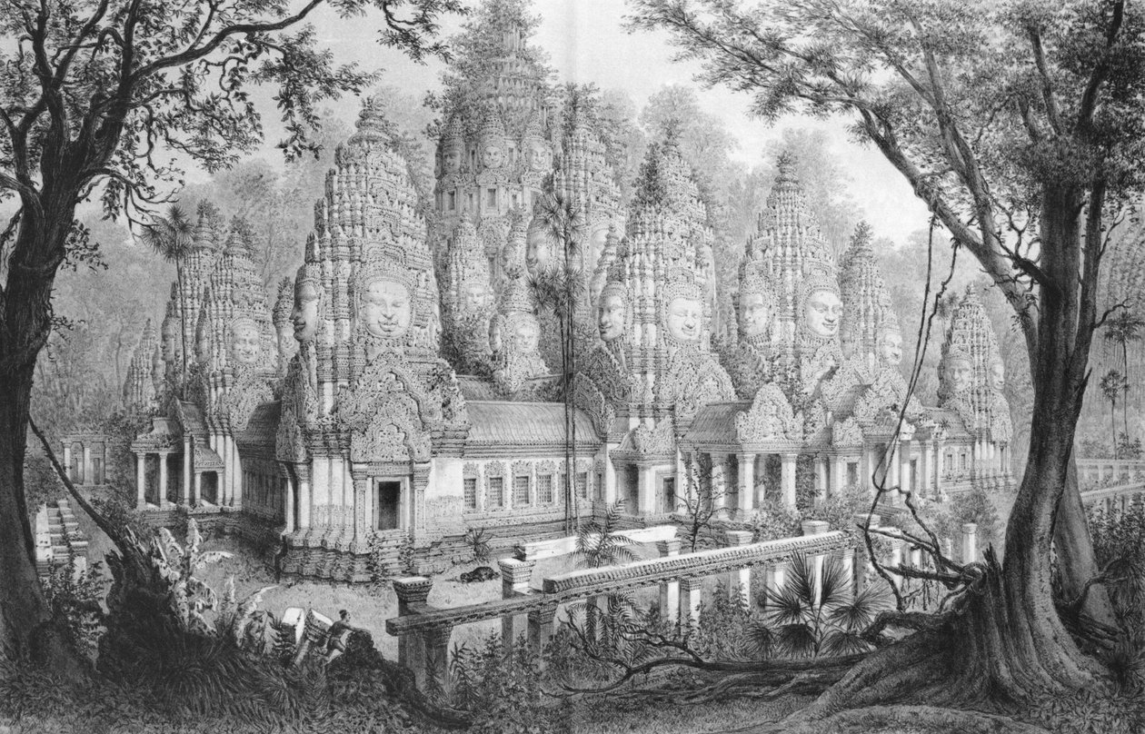 吴哥，Baion遗址，1866年至1868年由印度支那的探索之旅的地图集，Doudart de Lagree，1873年出版，巴黎，Hachette 作者 法语学校
