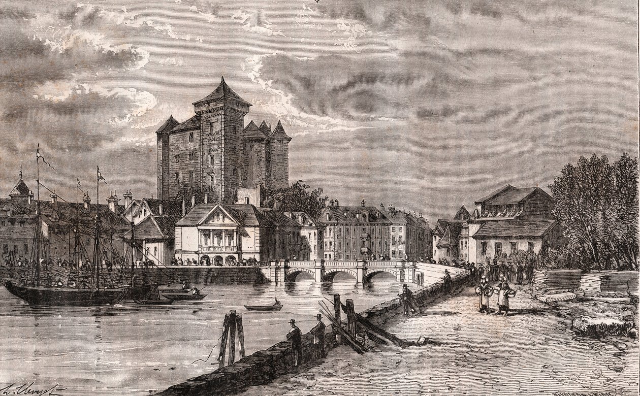 安纳西-奥弗涅-罗纳-阿尔卑斯--V.A. Malt-Brown的 "La France illustree: geographie, histoire, administration statistique "中的版画。 作者 法语学校