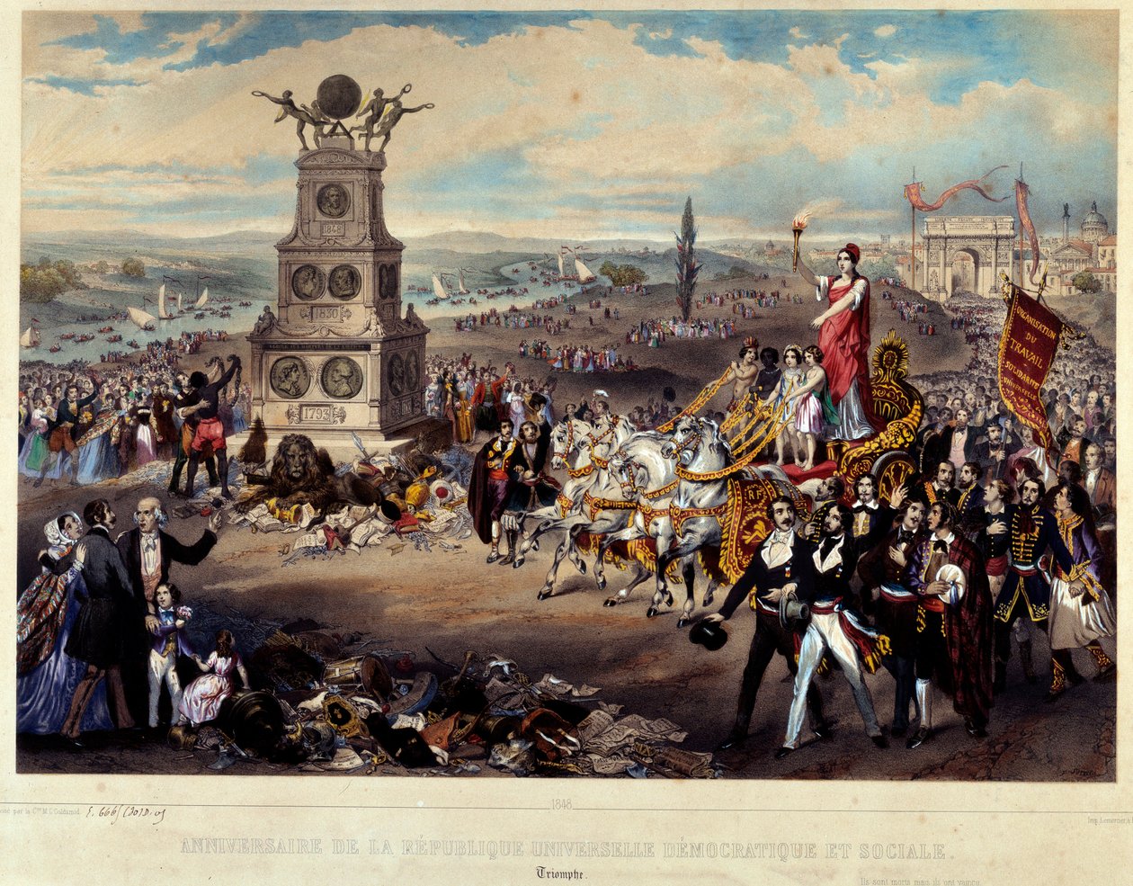 民主和社会共和国周年纪念。共和国凯旋门。雕刻于1848年。巴黎，卡纳瓦莱博物馆 作者 法语学校