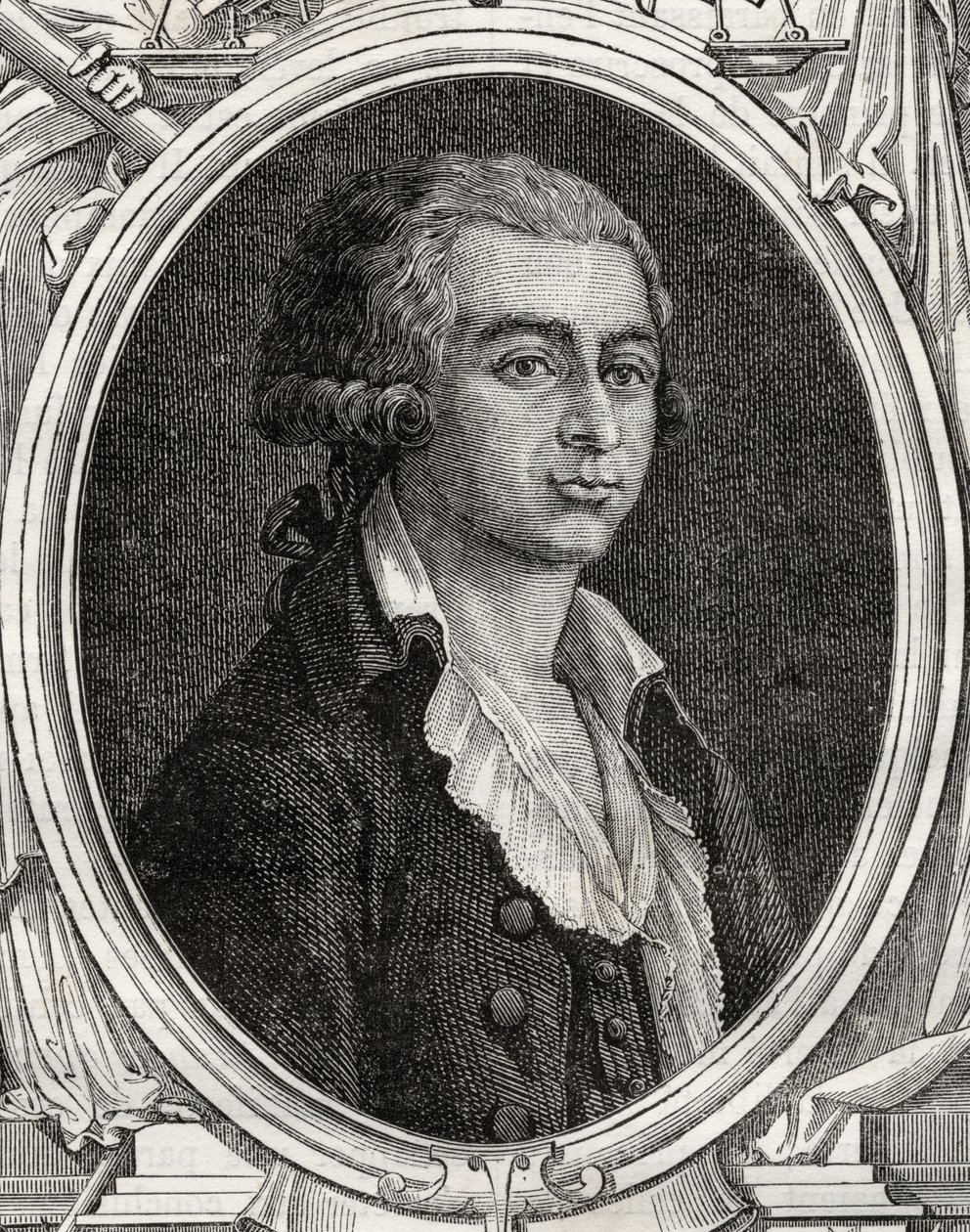 安托万·约瑟夫·戈萨斯 (Antoine-Joseph Gorsas，1752-93 年)，摘自路易斯·勃朗 (Louis Blanc，1811-82 年) 的《法国革命史》（雕刻） 作者 法语学校