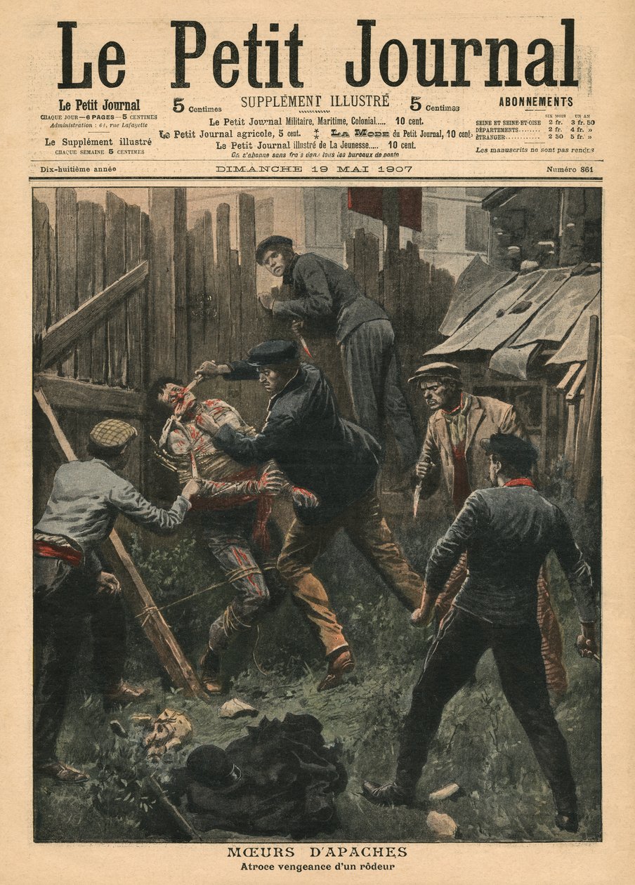 阿帕奇的行为，来自&39;Le Petit Journal&39;的插图，补充说明，1907年5月19日 作者 法语学校