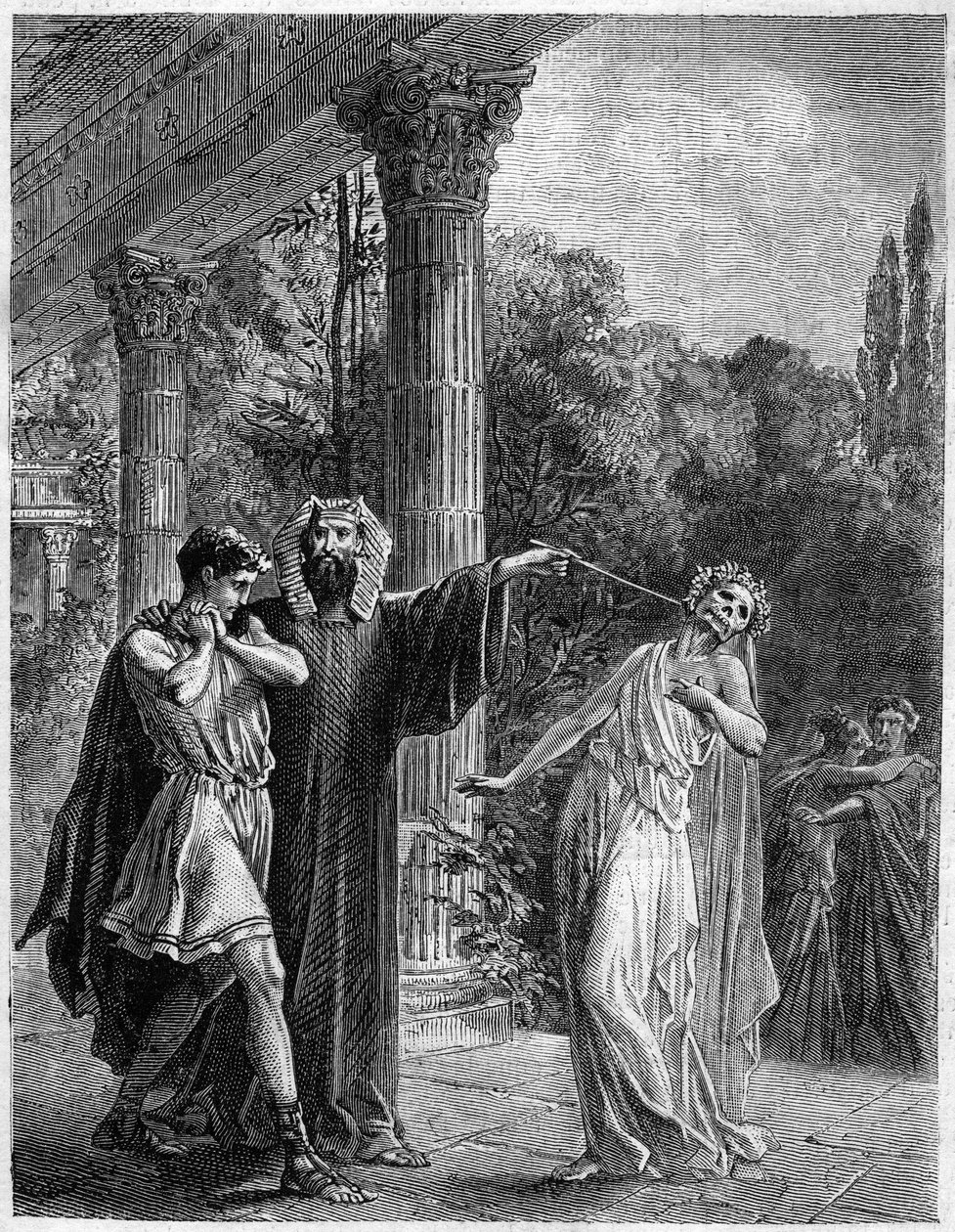 阿波罗纽斯到科林斯。在 "Histoire de la magic du Monde supernaturel et de la Fatalite a travers les temps et les peuples", Furne Jouvet et Cie editeurs (1869). 作者 法语学校