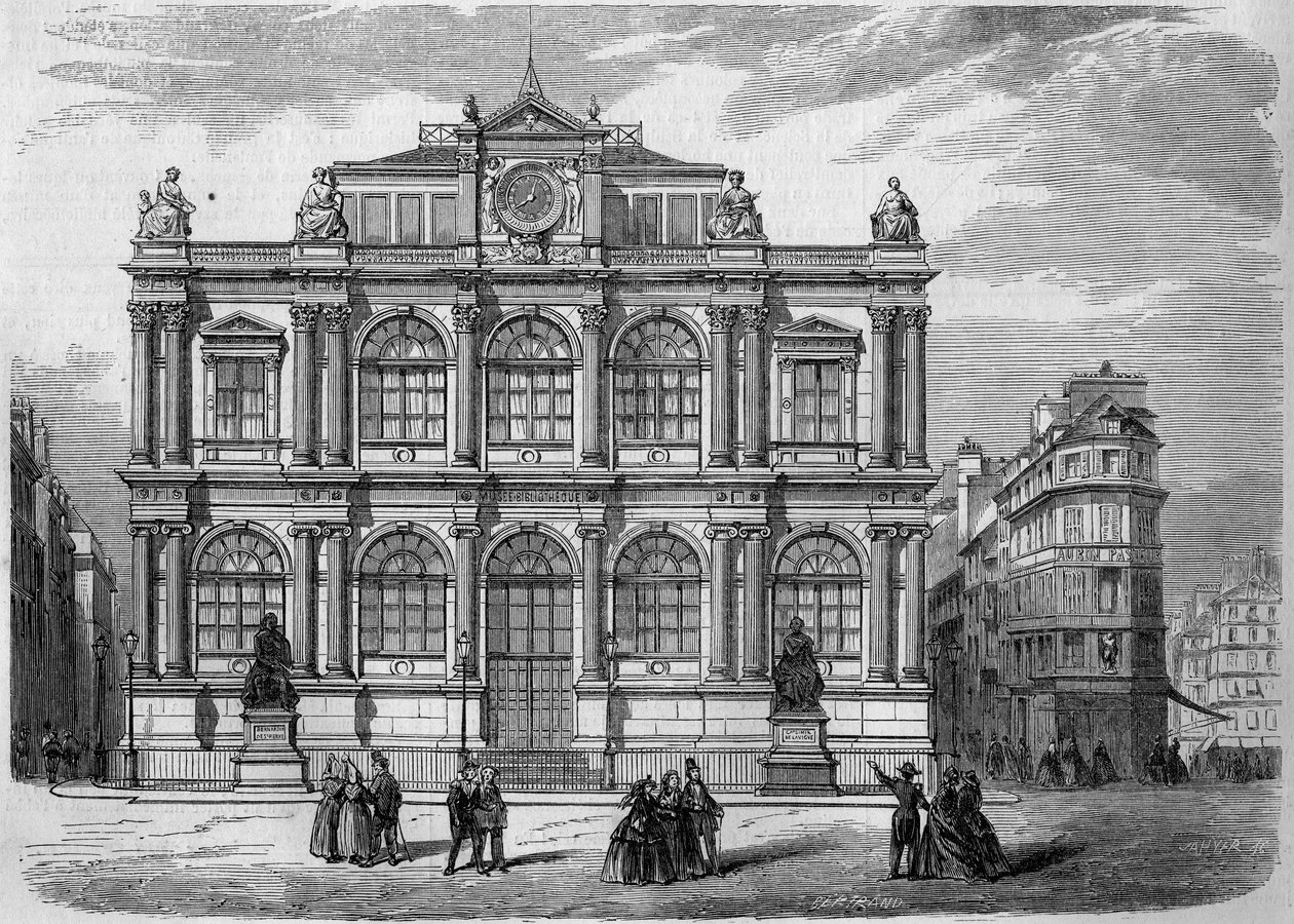 Architecture: view of the facade of the Musee Bibliotheque (inaugurated in 1847) of the city of Le Havre (Seine Maritime, 76). Engraving in “” Le Monde Illustré”” n°27 of 17 October 1857. 作者 法语学校