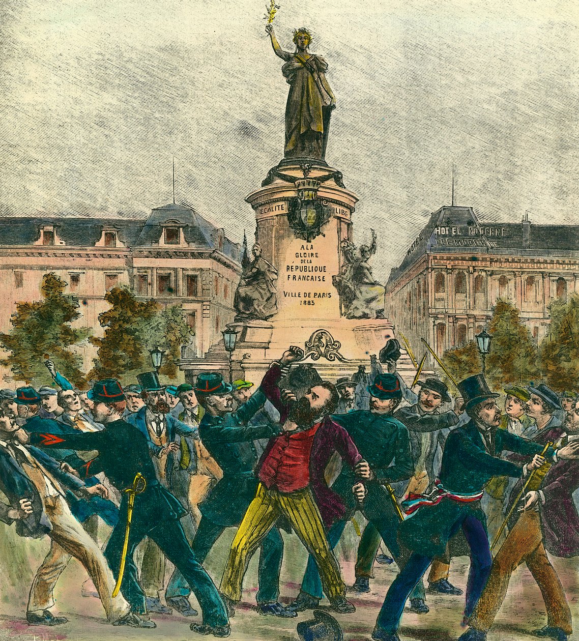 Arrest of depute Pierre Baudin (1863-1917) during a demonstration on May 1st at the Place de La Republique in Paris. 作者 法语学校