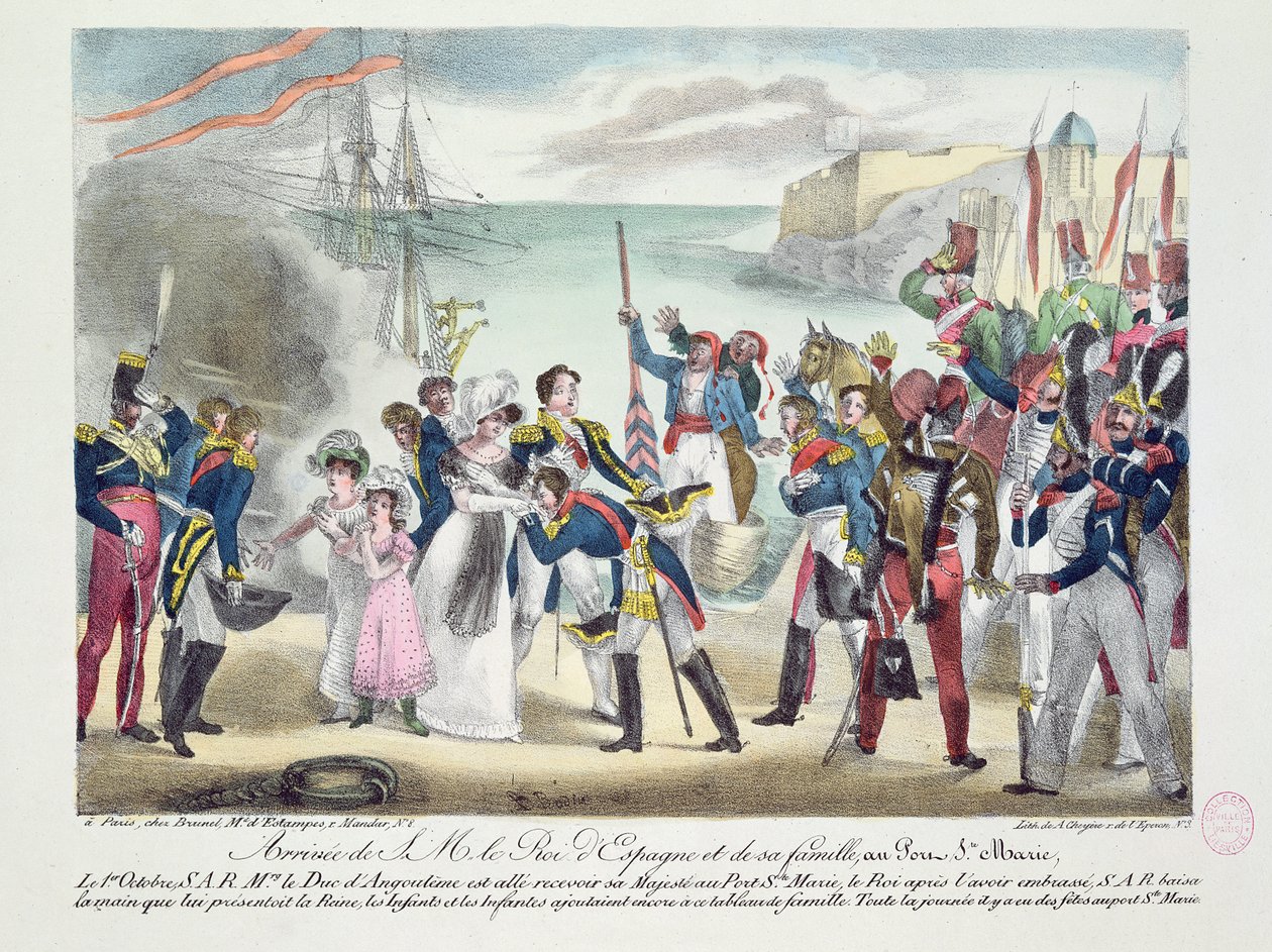 1823年10月1日，1823年10月1日到达Porte Sainte Marie的Ferdinand VII和他的家人到来 作者 法语学校