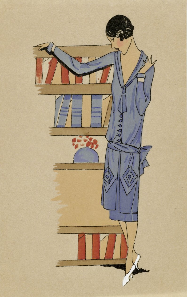 "在家"，选自《巴黎服饰》，1925 年出版（pochoir 印刷品） 作者 法语学校