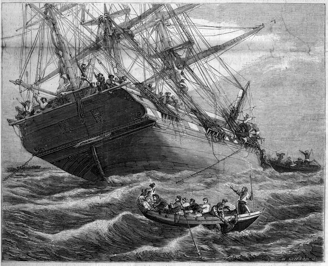 1859年，马来西亚海盗在底特律（大洋洲）对三艘法国船 "Pauline et Victoire "的袭击和掠夺。杜兰特-布拉格先生绘制。林顿在1859年1月29日的《图解世界》第94期上的雕刻。 作者 法语学校