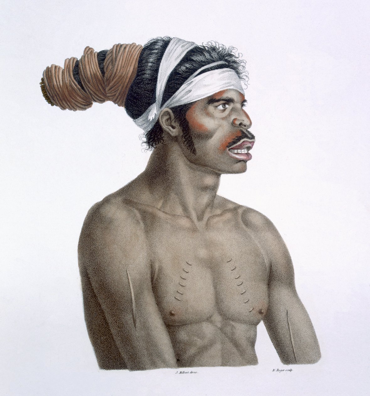 澳大利亚原住民，一名叫Cour-rou-bari-gal的男子，来自纽荷兰，1812年 作者 法语学校