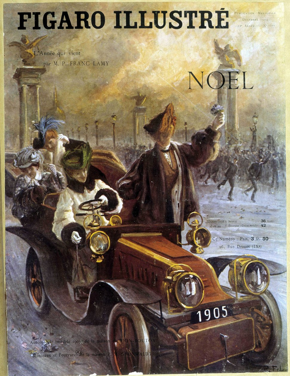 汽车 Dion-Bouton 1905 和 Grunwaldt 的外套和皮草 - 在“Le Figaro Illustré”中，1904 年 12 月 作者 法语学校