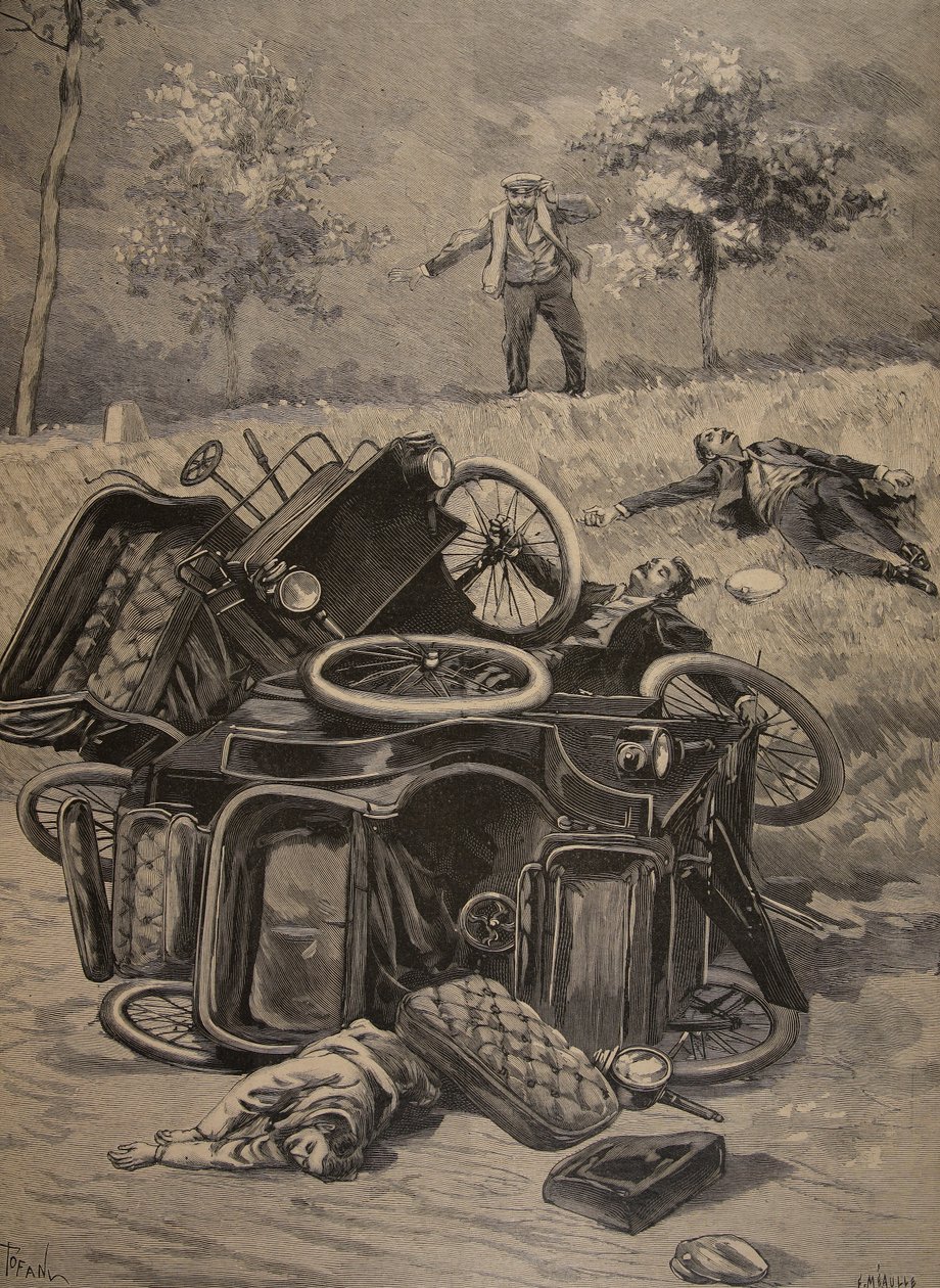汽车事故，Le Petit Journal的插图：说明性的补充，1898年 作者 法语学校