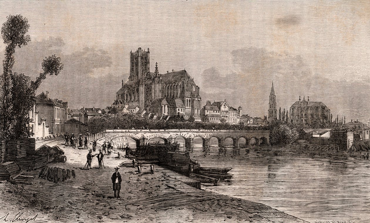 欧塞尔 - 勃艮第-弗朗什-孔特 - 雕刻在V.A. Malt-Brown的 "La France illustree: geographie, histoire, administration statistique "中，1884年。 作者 法语学校