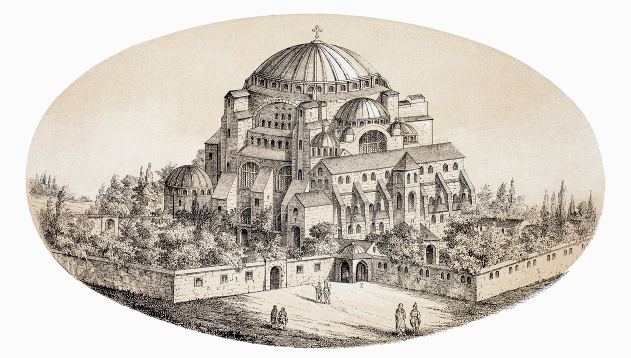 Aya Sofya Camii 或 St Sophia Basilika，土耳其伊斯坦布尔，19 世纪中叶插图后，来自 L